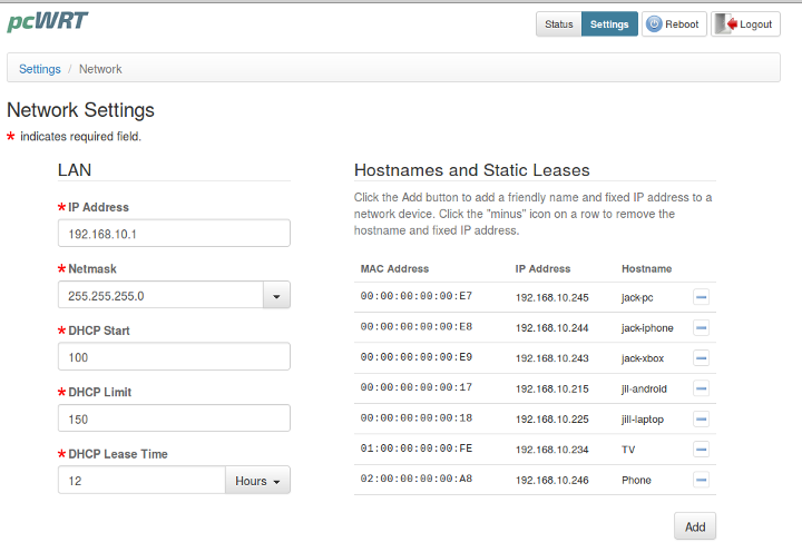 Hostname and Static lease