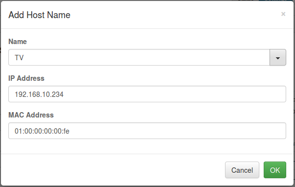 Hostname Dialog