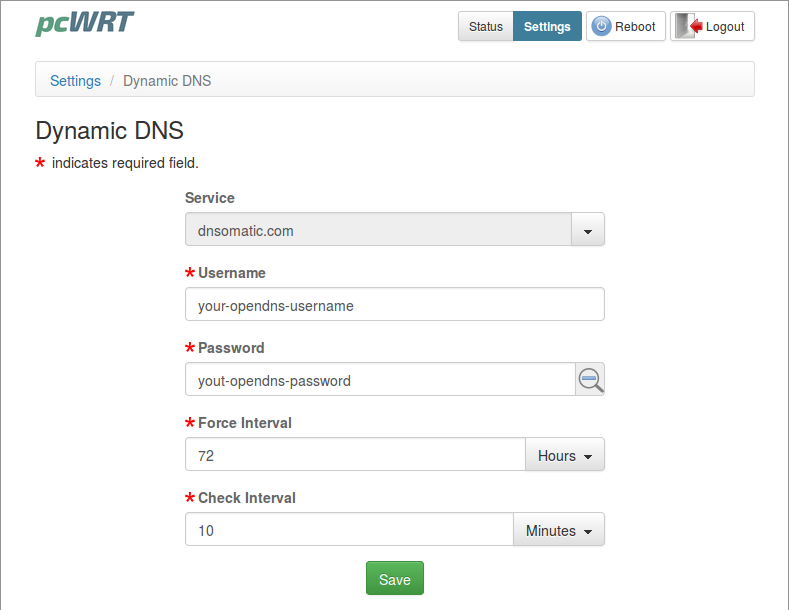 pcWRT Dynamic DNS